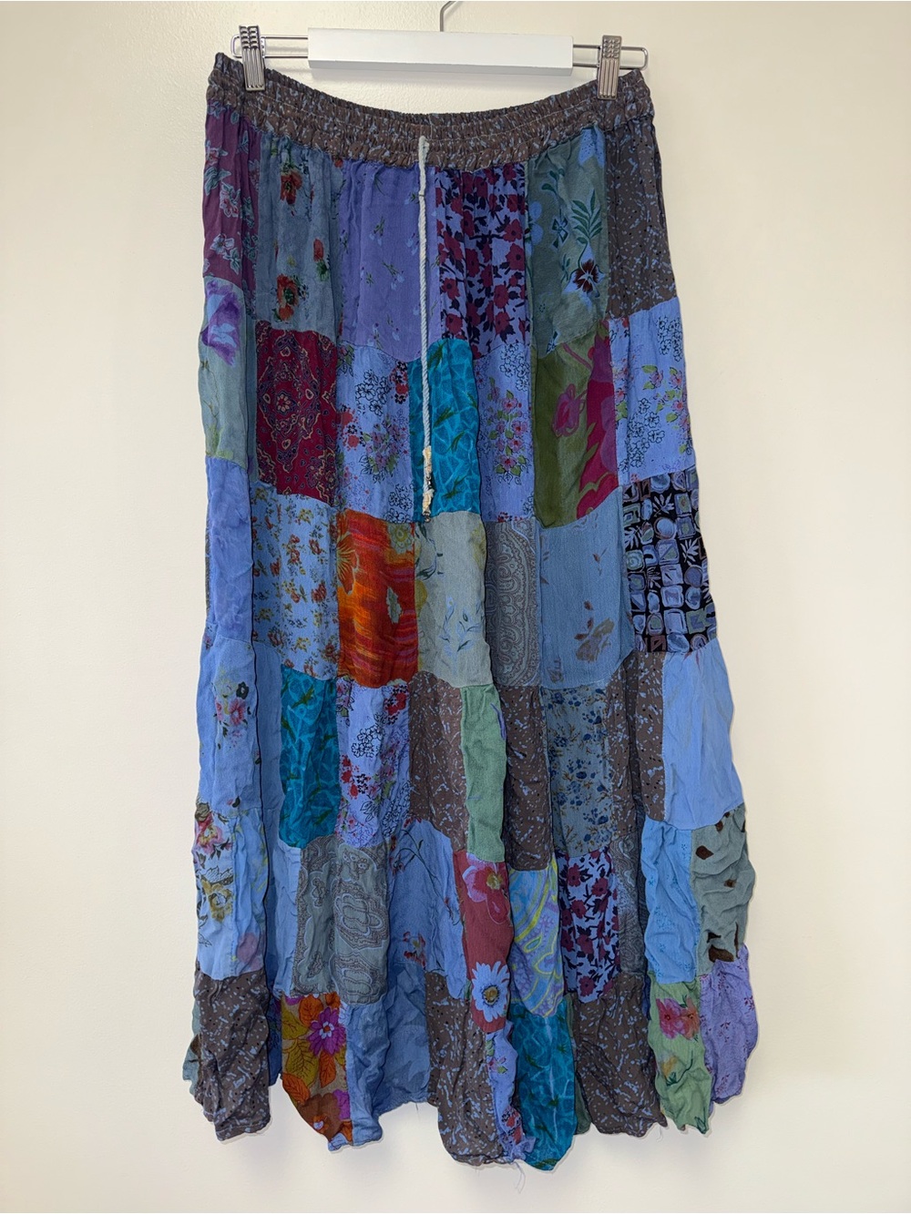 Braja (Free Size) Multicolor Bohemian Patchwork Flowy Maxi Skirt
